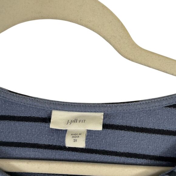 J Jill Fit Blue Striped Sweatshirt Capsole Minimalist Travel Womens Plus Size 2x - Picture 3 of 6